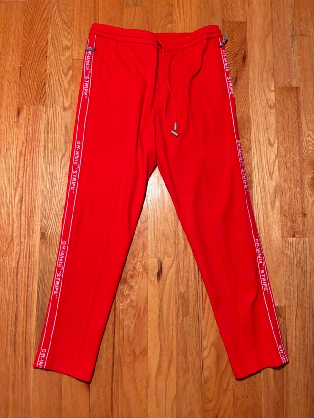 Off-White Logo Stripe Red Track Pants🔥